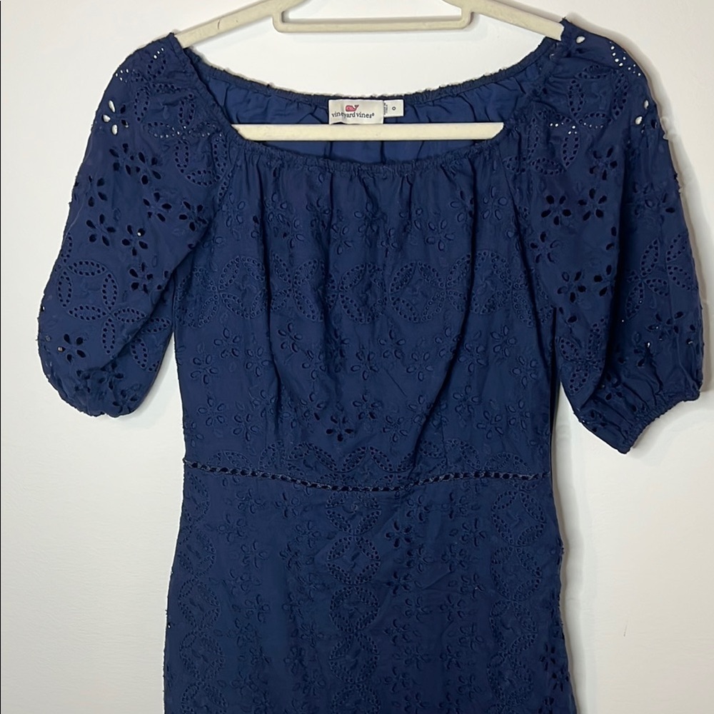 Vineyard Vines Blue Puff Sleeve Sundress